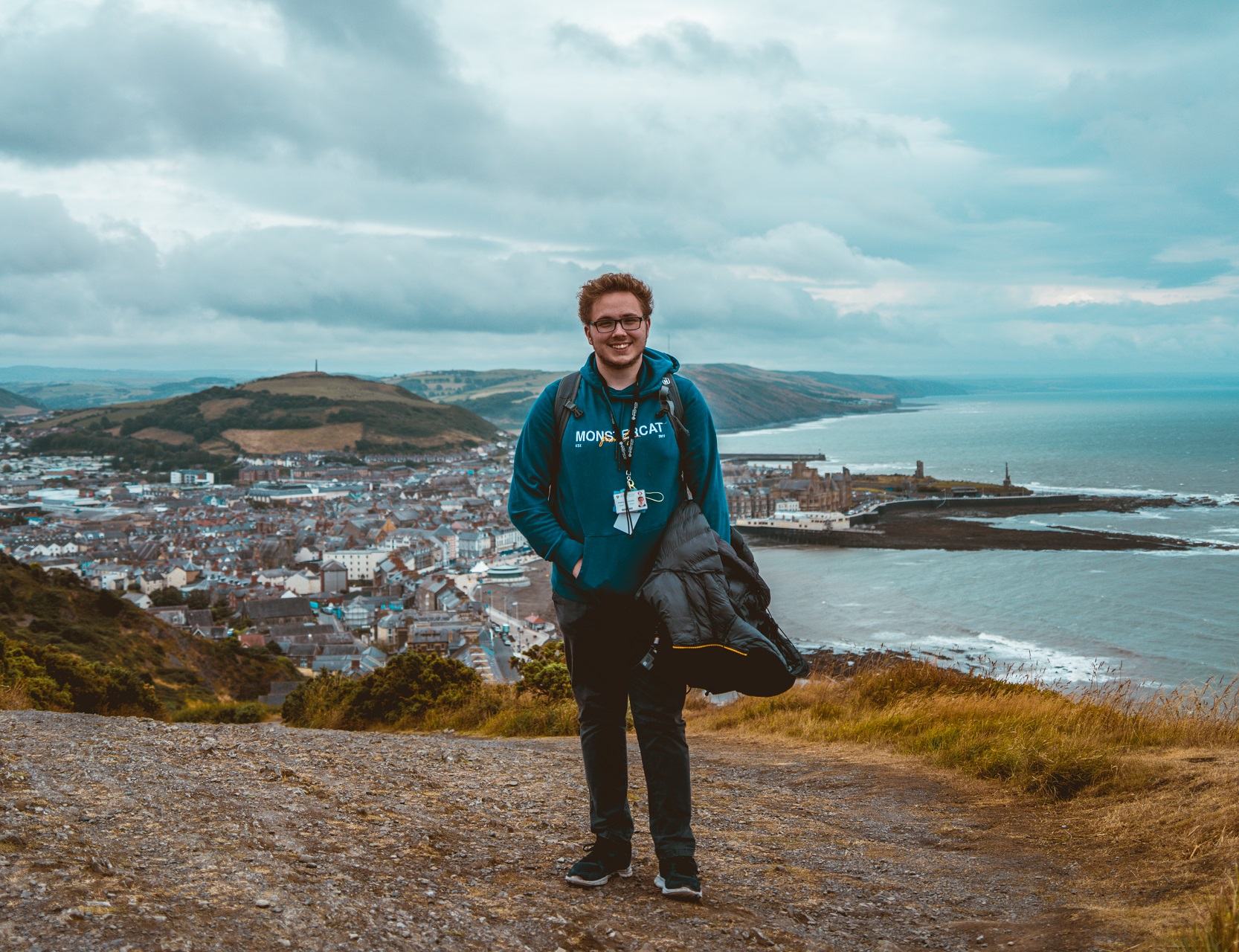 A photograph of Matthew Tyler-Howells at Constitution Hill, Aberystwyth.